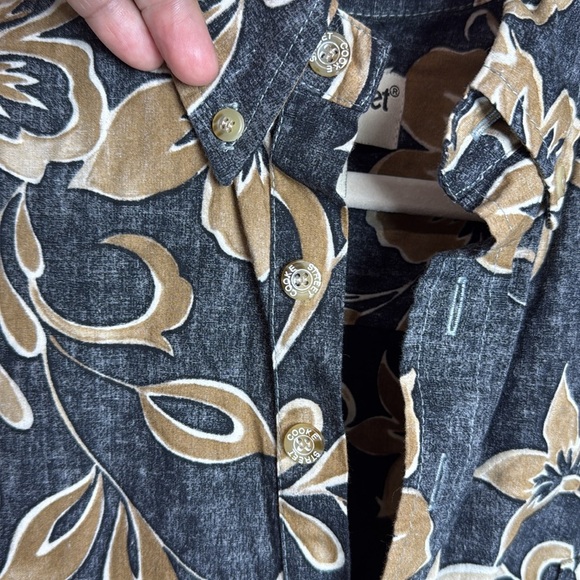 (P) Cooke Street Men's Floral Print Cotton Hawaiian Shirt, Size L, Blue/Brown - Picture 2 of 10